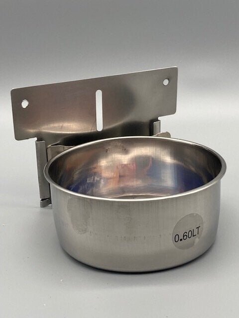 Edelstahlnapf zum Einhängen mit Wandplatte - dr - buerkle - shop.de